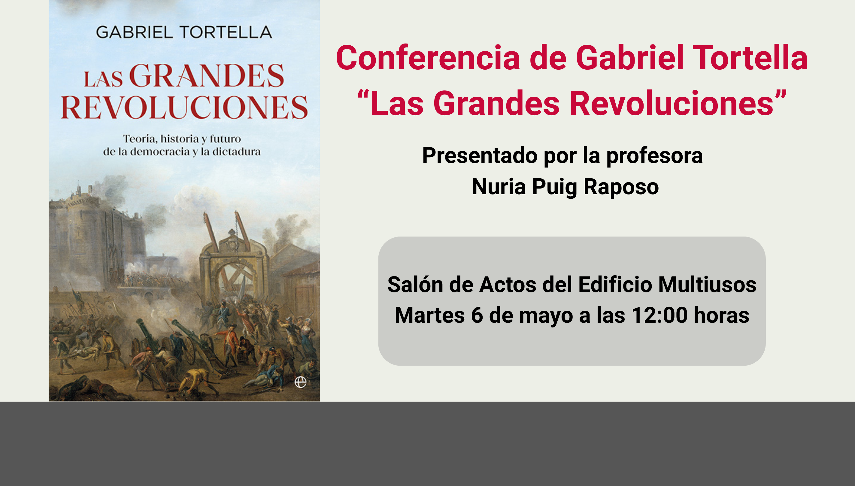 Conferencia de Gabriel Tortella “Las Grandes Revoluciones” - Entrada libre